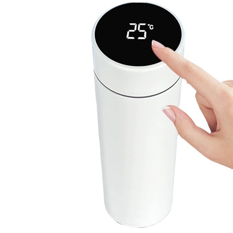 Simple and portable stainless steel insulated cup with screen display, creative water cup for boys and girls, smart temperature measurement, business straight cup gift Item Picture