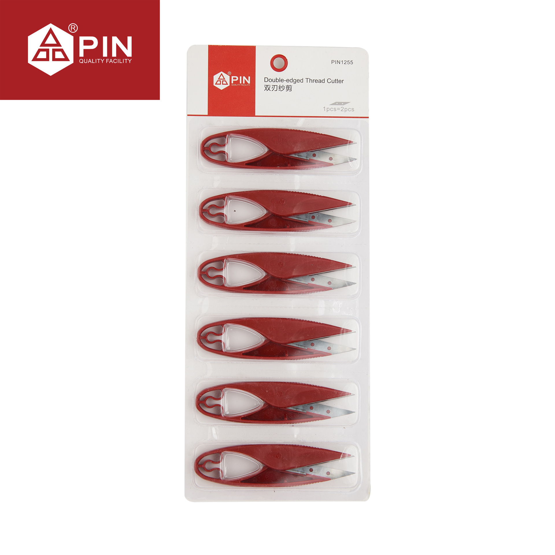 PIN-1455 double-edged yarn shears, stainless steel cross-stitch shears, replaceable blade ends, thread ends, and bandage shears Specification drawing