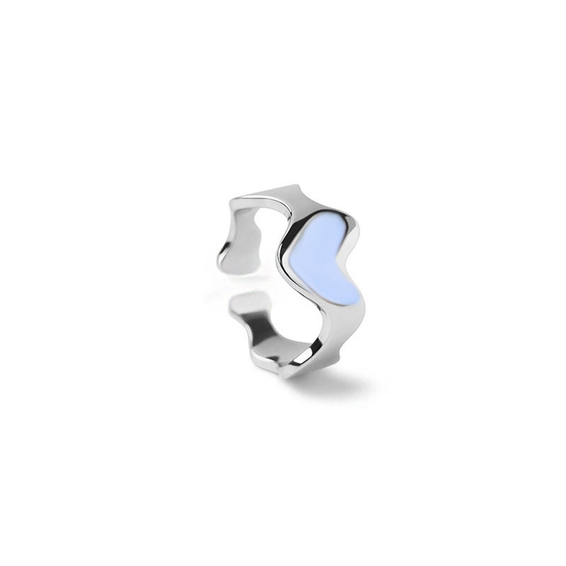 French-style simple and individual heart-shaped glazed open ring, moonstone for women, elegant and fashionable, ins cold style ring trend Item Picture