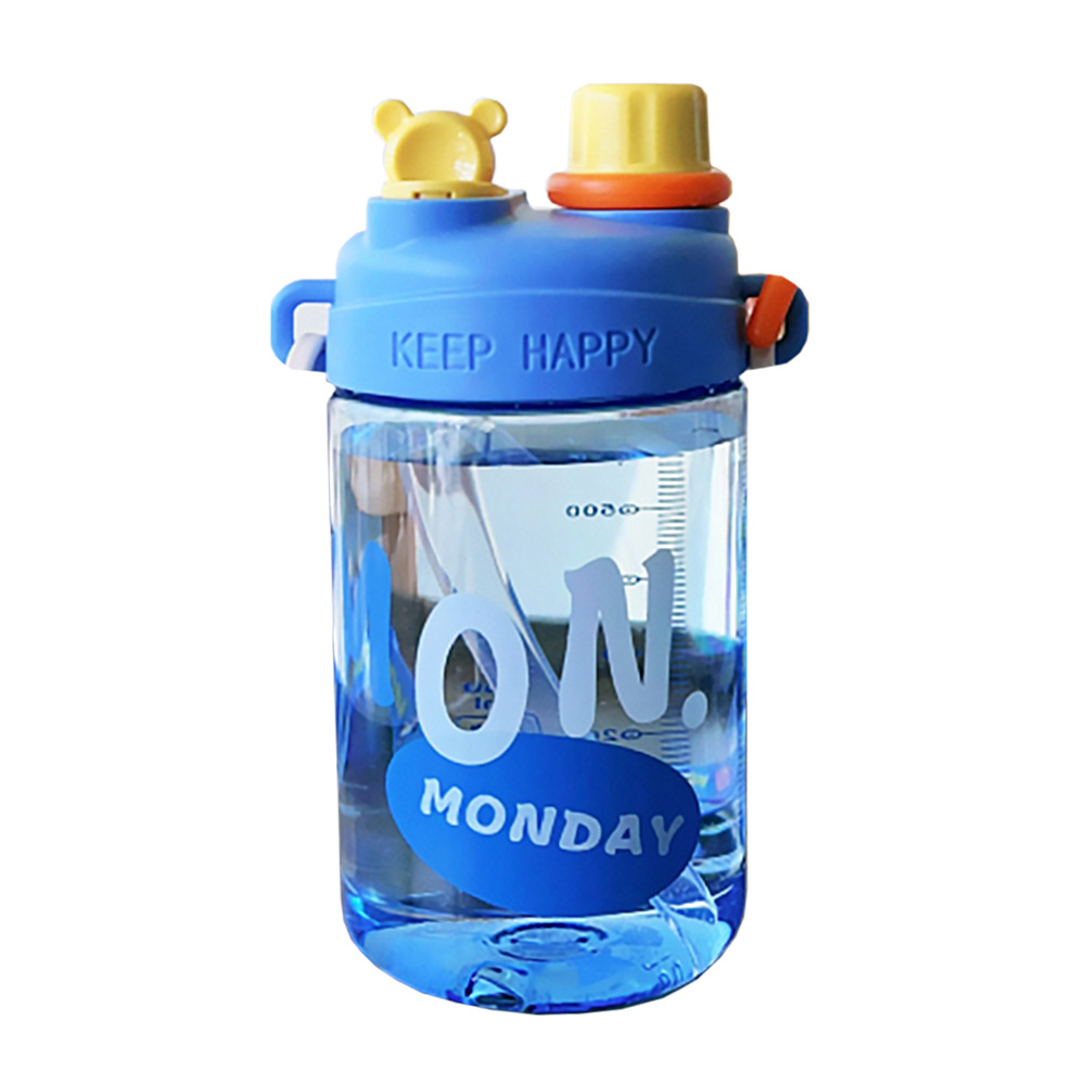 A double-drinking straw cup, a high level of appearance for girls in summer, an office water cup, a portable and cute plastic cup with a slanted span for students Item Picture