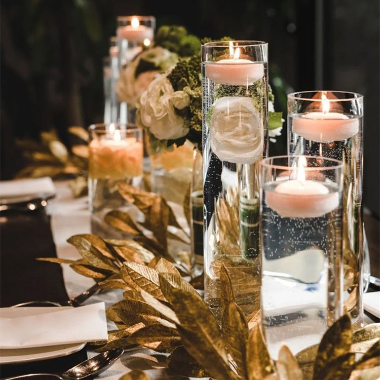 Glass candlestick Valentine's Day romantic candlelight dinner atmosphere Birthday party hotel wedding smokeless floating candle cup Specification drawing