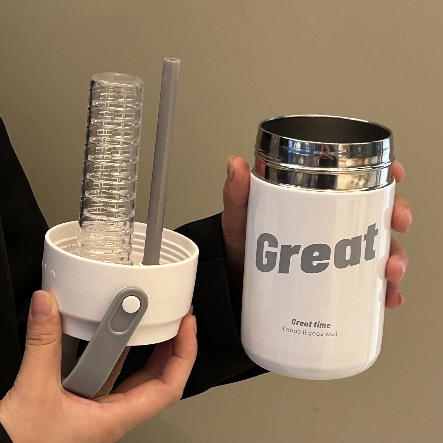 2023 New style flower tea insulated cup, office water cup, female student high appearance level, portable straw cup with handle, coffee cup Specification drawing