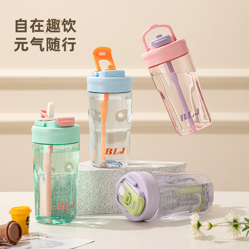 Xiaohongshu's same style coffee plastic cup, transparent with high appearance level, straw cup, large capacity, double-drinking, portable cup with logo details Picture