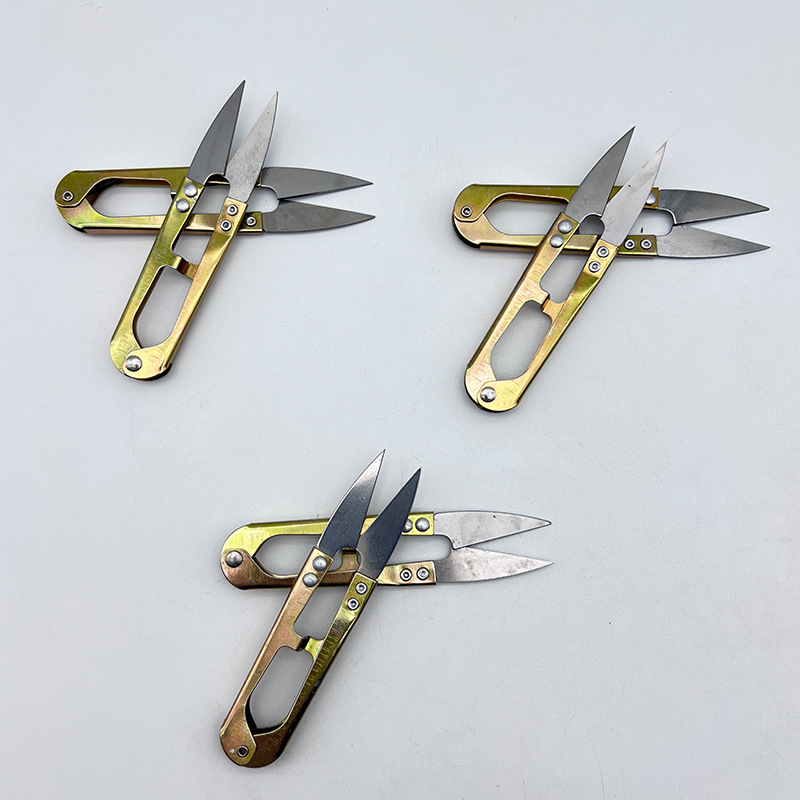 Factory direct sales of galvanized iron scissors, cross-stitch tools, U-shaped yarn scissors, fishing line scissors, white cross-stitch scissors, and small scissors Specification drawing