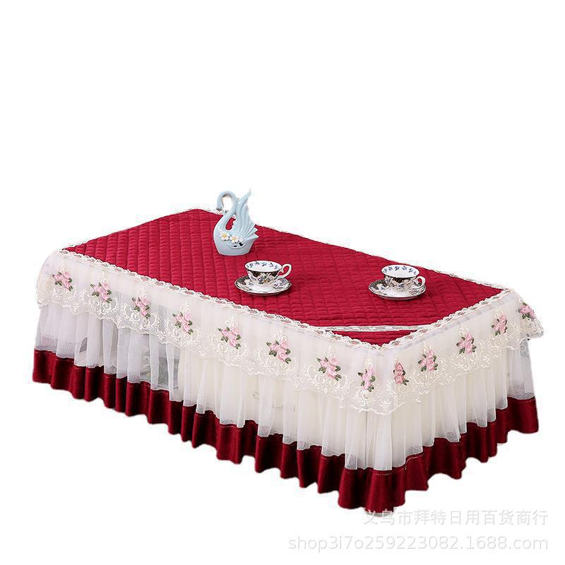 Coffee table tablecloth cover, TV cabinet cover fabric, dining table tablecloth, rectangular living room table mat, Nordic coffee table fabric, lace gauze Item Picture