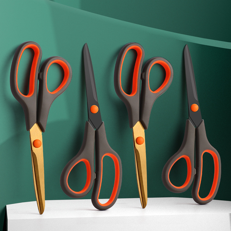 Lin Tai's office scissors, student household sewing and paper-cutting knives, Teflon hand art knives, gold and black scissors details Picture