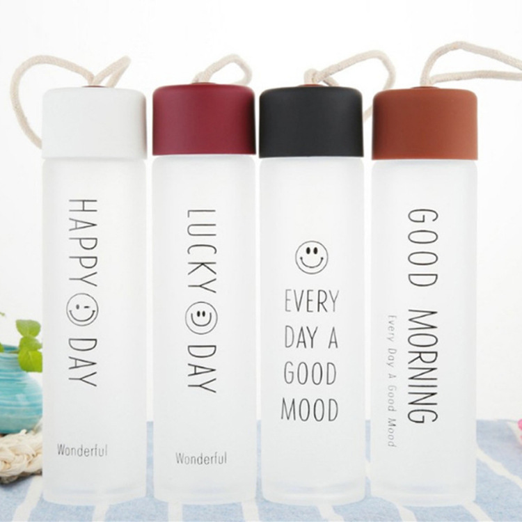 Frosted smiling face hemp rope cup, creative portable and casual glass cup, opening small gift advertising cup, printed LOGO wholesale Application Scenario