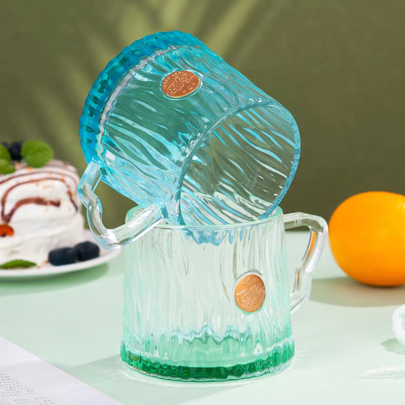 Summer new products: High appearance level office water cup, corrugated glass cup, large-capacity transparent water cup Specification drawing