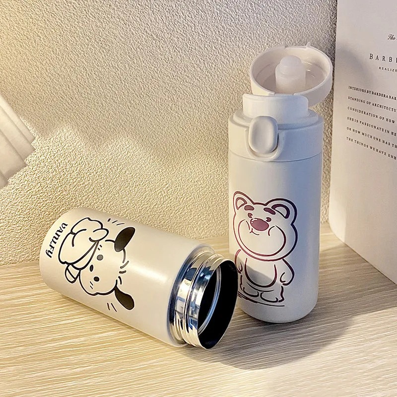 New insulated cups in stock, cute cartoon printed cups, office and home insulated water cups Specification drawing