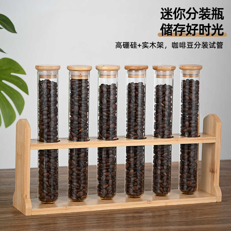 Glass test tube display, tea storage, transparent sealed jar, coffee, soy milk, tea shop, restaurant, bar counter supplies sealed bottle full figure