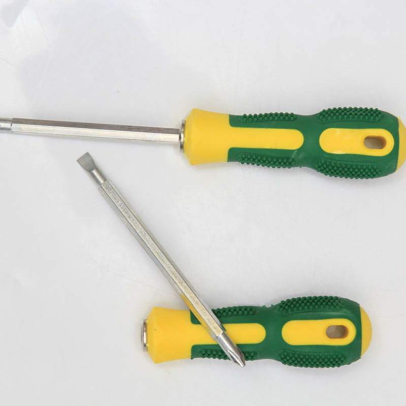 Screwdriver manufacturer wholesale massage handle dual-purpose screwdrivers with cross and straight burrs, 4-inch dual-purpose screws details Picture