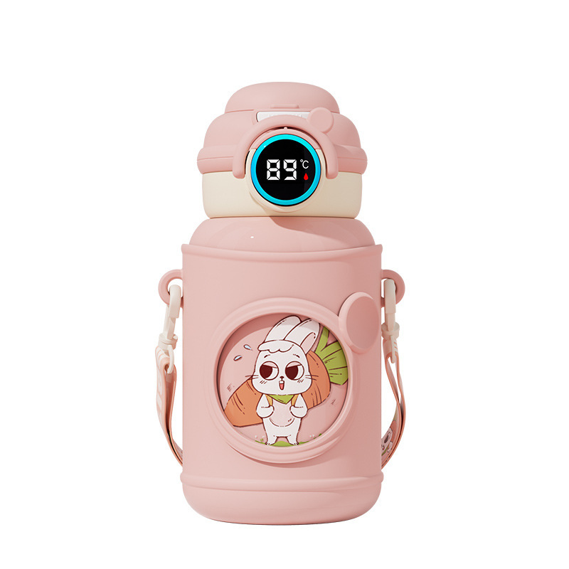 316 Children's insulated cup, smart silicone sleeve straw cup, cartoon and cute, primary school students' school water cup, high appearance level Item Picture