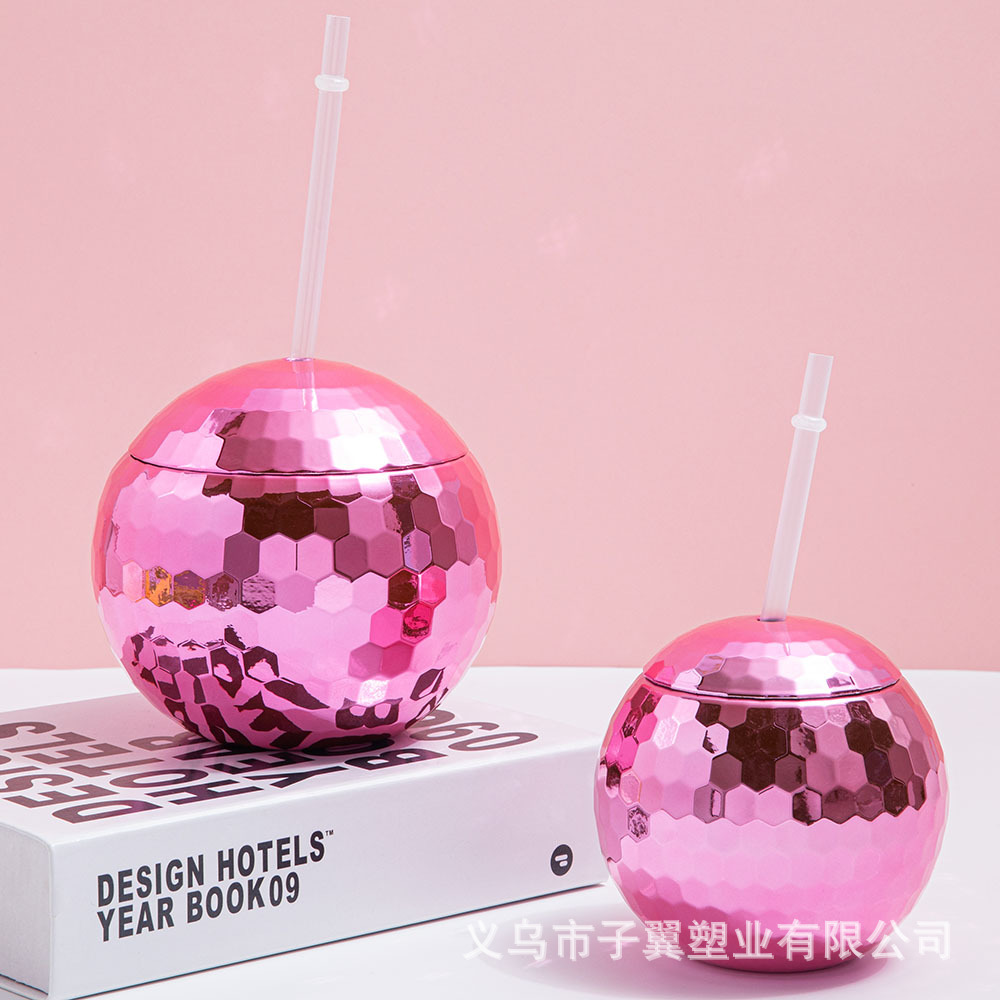 Creative and simple DISCO ball drinking cup 600ML, factory stock wholesale, portable lid new plastic cup details Picture