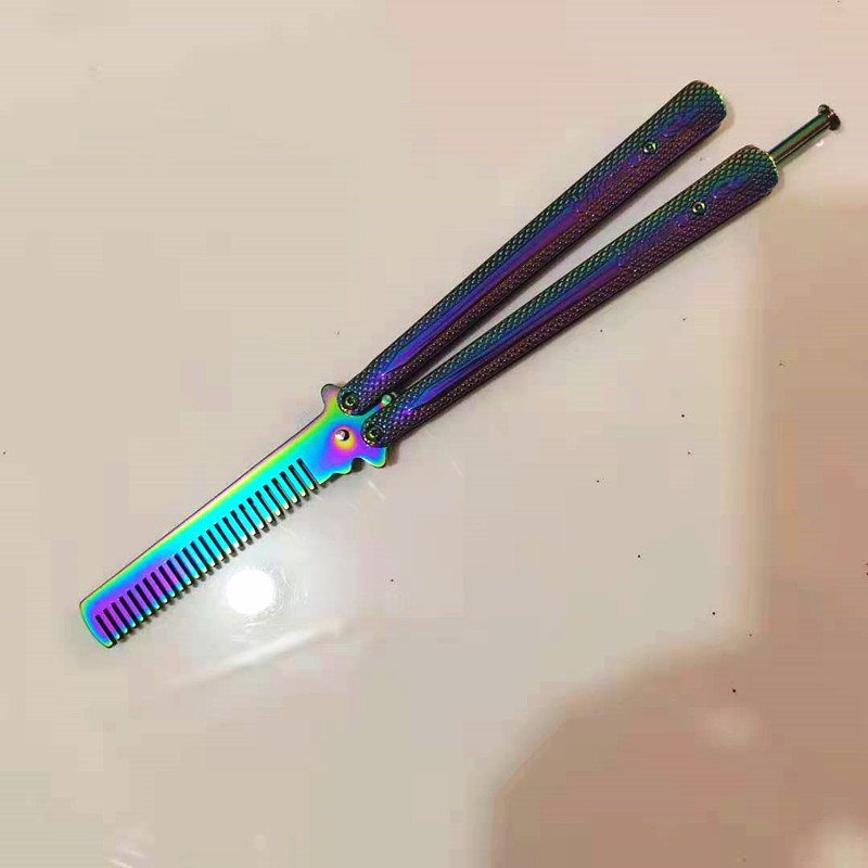 Stainless steel outdoor tools such as butterfly flaps and combs in color titanium are available in stock Item Picture