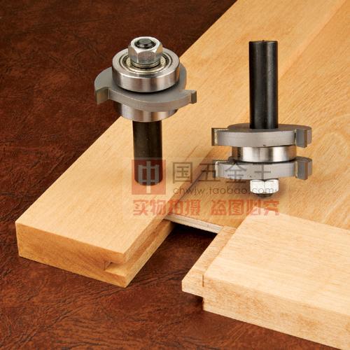 High-end 3-tooth T-type tenon cutter, square-tooth tenon cutter, floor cutter, panel cutter, woodworking milling cutter, engraving cutter, yellow paint Specification drawing
