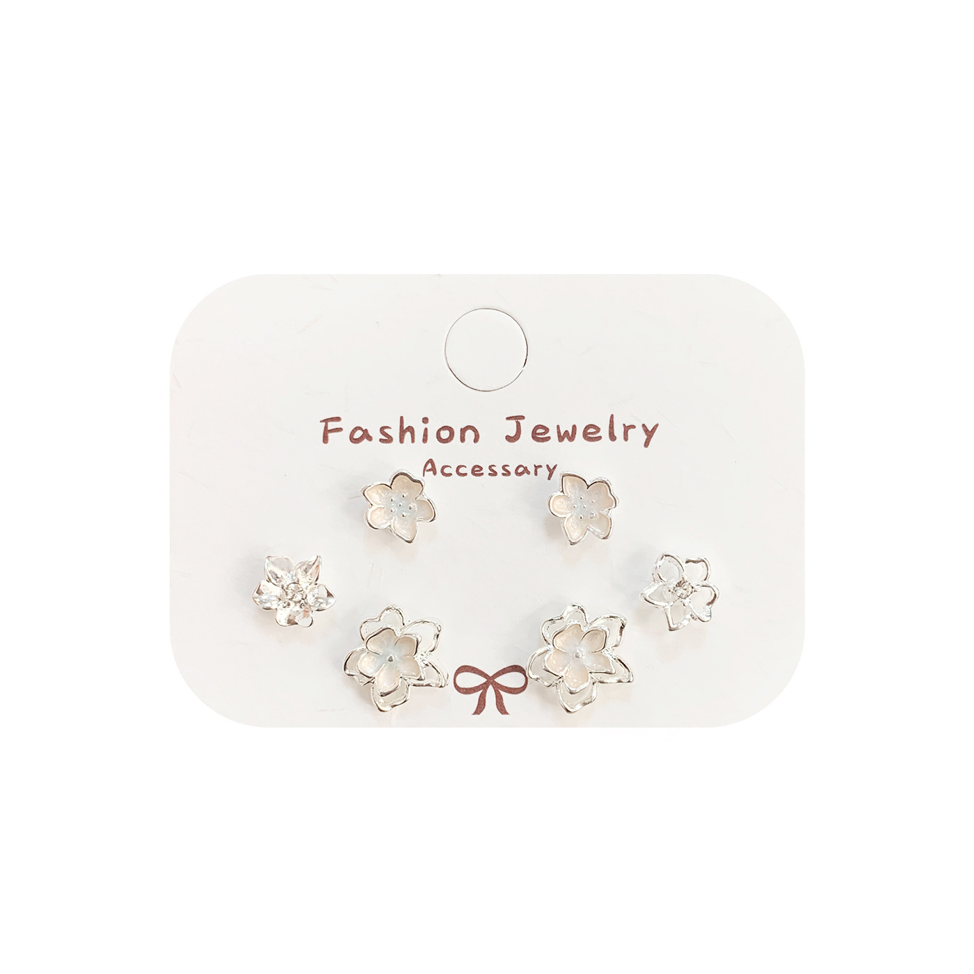 Summer sweet and ethereal hollowed-out floral stud earrings set, women's silver needle, fresh and high-end, elegant and exquisite, versatile earrings Item Picture