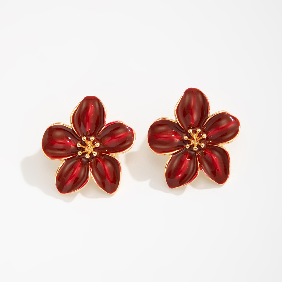 Simple European and American cross-border accessories Earrings French retro oil-drop stud Earrings dopamine sweet flower earrings Item Picture