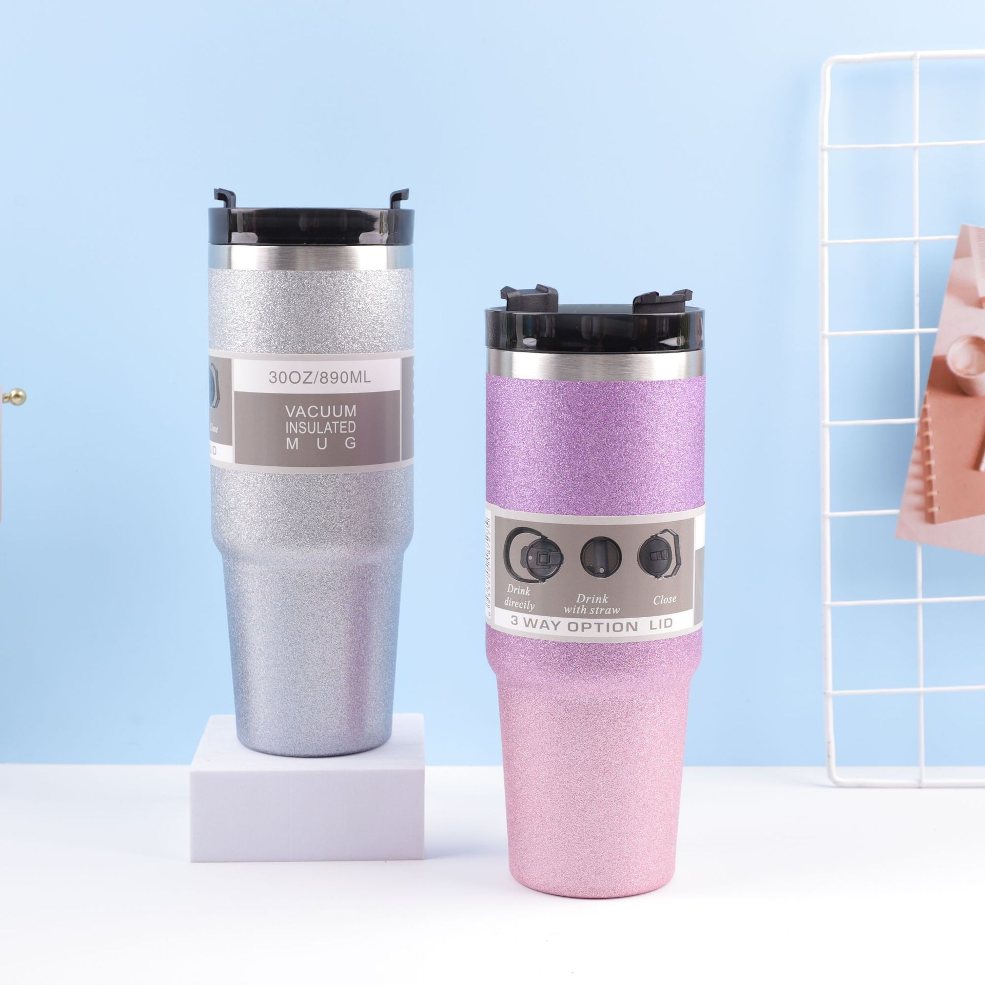 Wholesale of diamond-painted car cups, double-layer stainless steel insulated cups, beer ice cups, coffee cups with straws Application Scenario