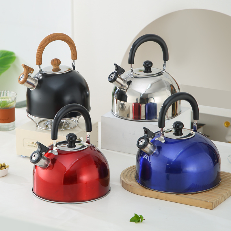 We supply cross-border stainless steel flat-bottomed kettles, hemispherical sounding water kettles, gas stoves and induction cookers, suitable for boiling water kettles full figure