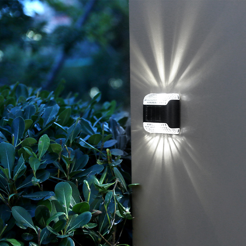 Solar wall lamps, outdoor garden and courtyard decoration, home night lights, waterproof upper and lower luminous decorative fence lights Specification drawing