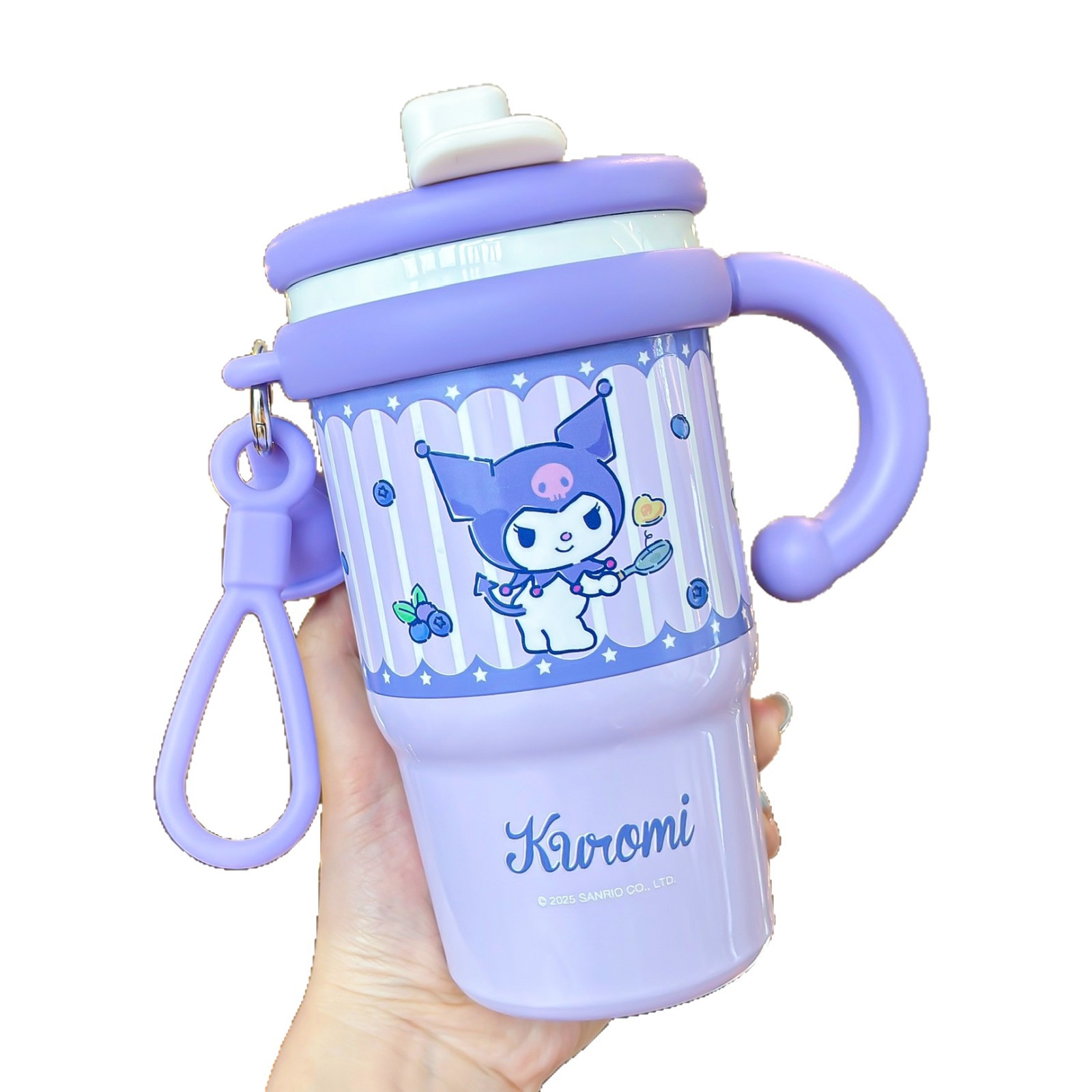 Sanrio Family series insulated cups feature silk-screened design and come with a sturdy handle, making them portable cartoon household double drinking cups Item Picture