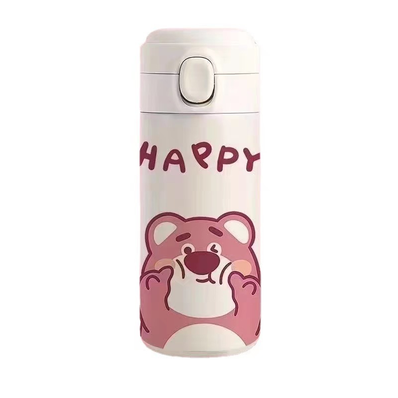 High appearance level portable bouncy pea cup, creative cartoon 304 stainless steel insulated cup for boys and girls, customizable Item Picture