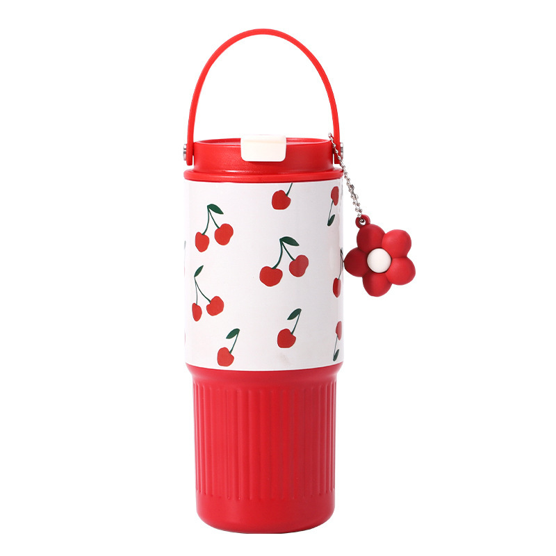 New popular grid straw insulated cup for girls, high appearance level stainless steel large-capacity water cup, car ice king cup Item Picture