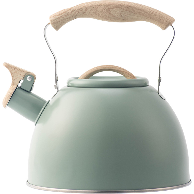 New cross-border light green sound kettle for brewing tea and coffee, 3L European and American sound kettle, light luxury kitchenware with folding handle Item Picture