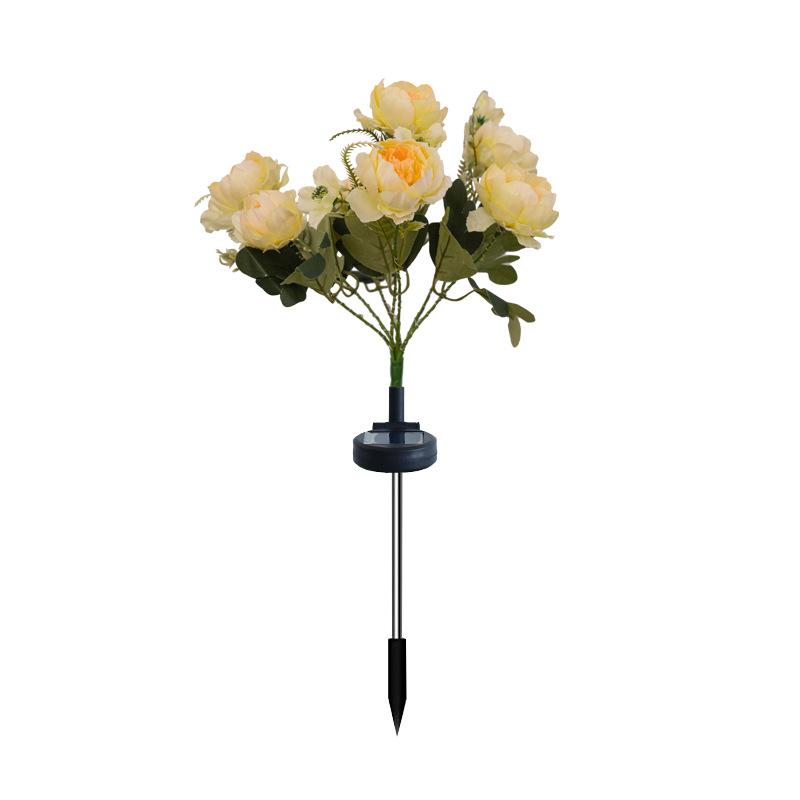 New solar 7-head simulation peony flower lamp LED courtyard villa lawn decoration ground insert light landscape light cross-border Item Picture