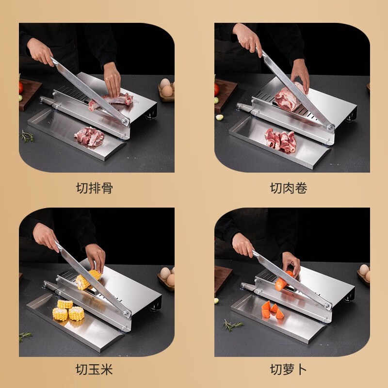 Beef and mutton roll slicer, chicken and duck bone cutting machine, multi-functional meat slicer, household guillotine stainless steel meat slicer details Picture
