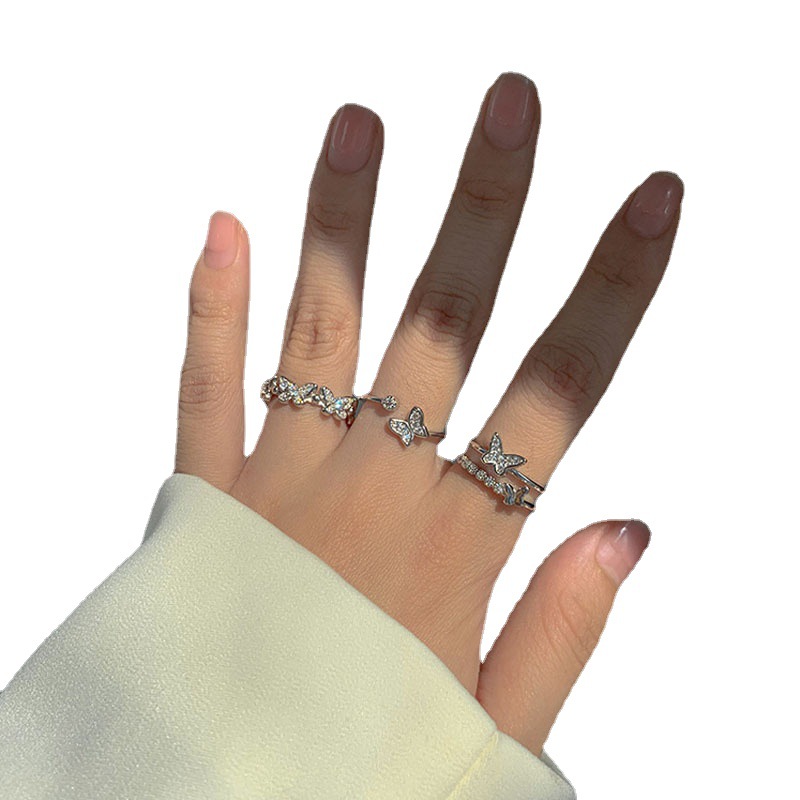 A niche design with zircon butterfly opening ring, a super ethereal and personalized ring for women, Japan and South Korea on Instagram, exquisite and trendy Item Picture