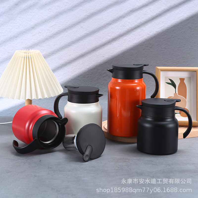 316 stainless steel insulated pot, large-capacity stewed teapot, business office coffee pot with handle, tea-water separator full figure