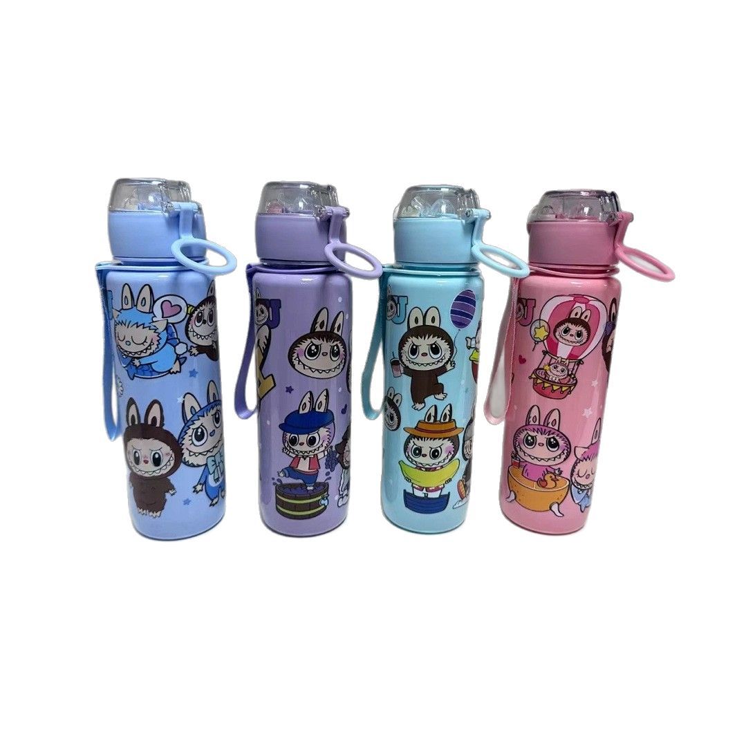 Hot-selling cartoon plastic cup, high appearance level, large capacity matte bouncy straw cup, portable cup with handle Item Picture