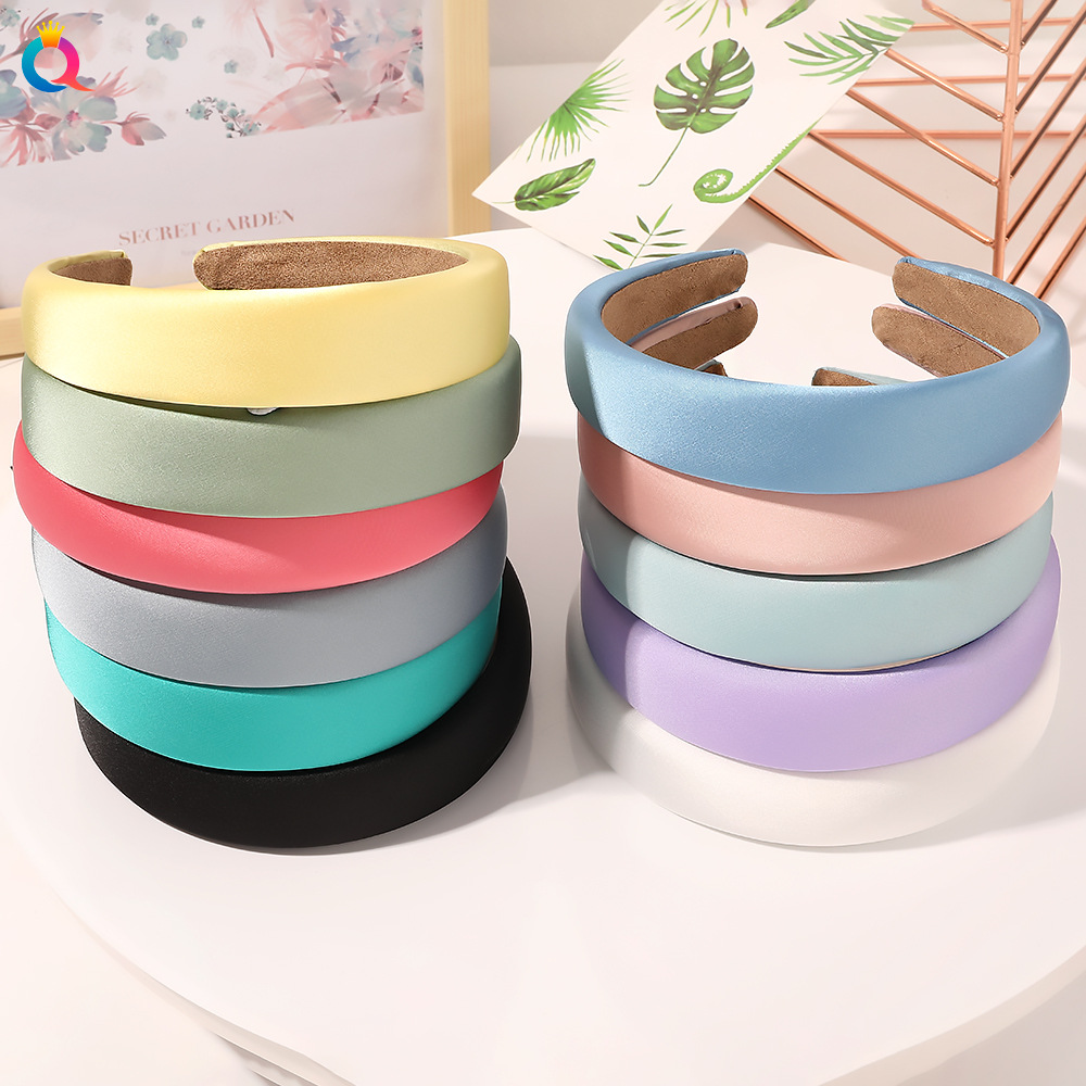 Qiyue Korean-style Internet celebrity girl's colorful sponge hair band, bright color anti-slip face-washing press hair clip, simple headband hair accessory for girls full figure