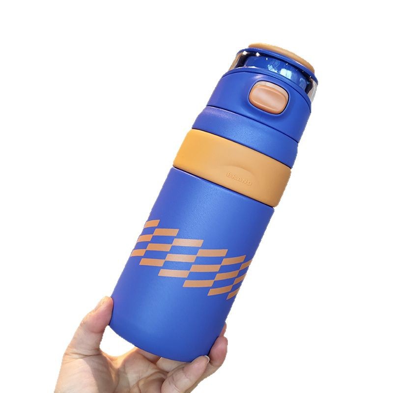 New cross-border stainless steel vacuum insulated cup, outdoor portable hand-held cup, high appearance level, bouncing sports water bottle Item Picture
