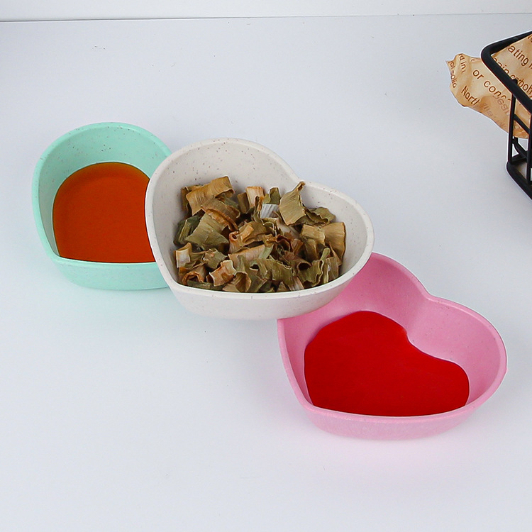 Wheat straw heart dish, seasoning dish, creative plastic heart-shaped soy sauce dish, bowl, dipping sauce dish, cross-border manufacturer wholesale details Picture