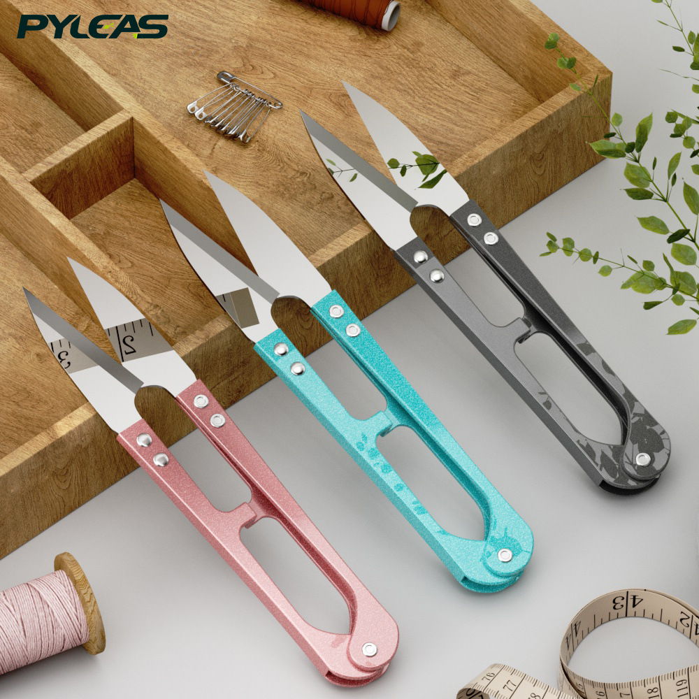 Wholesale U-shaped small scissors, thread end scissors, spring scissors, DIY cross-stitch embroidery, clothing sewing, tailoring scissors, thread scissors details Picture