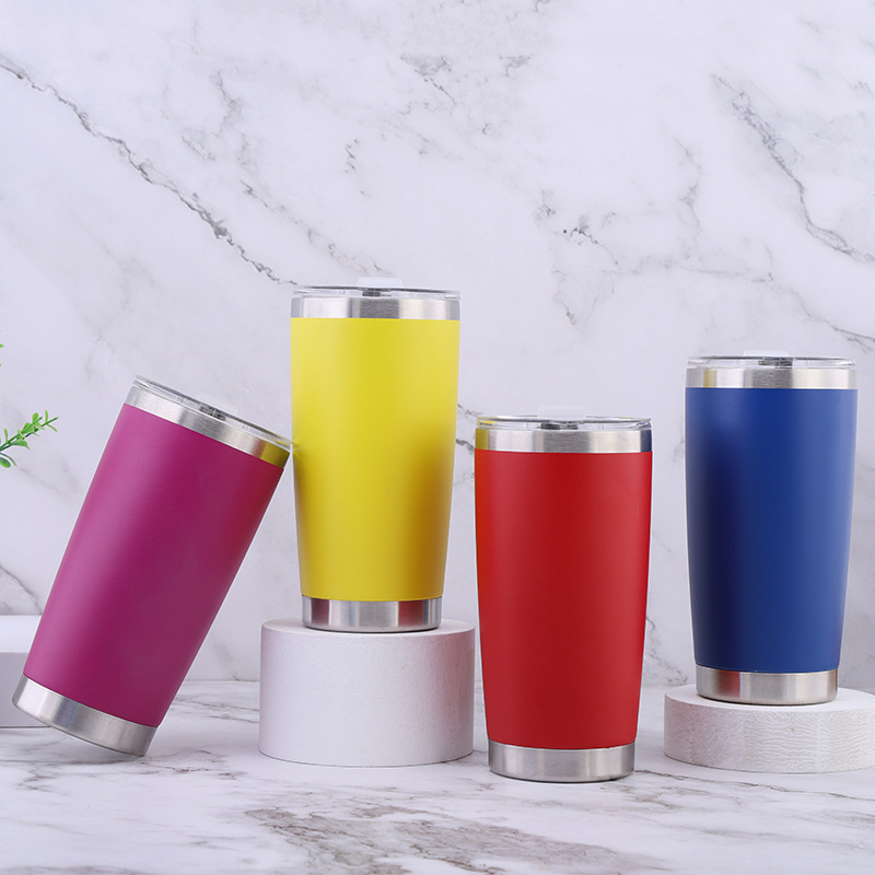 Amazon 20oz powder-coated ice cup, 304 stainless steel double-layer insulated outdoor cup, car cup details Picture