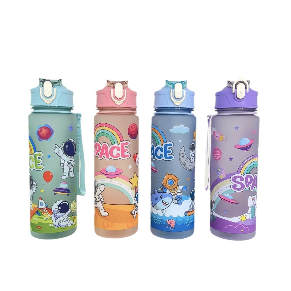 Cartoon Space Man AS plastic cup portable lifting rope straw cross-border e-commerce water cup l Southeast Asian cold water cup wholesale Item Picture