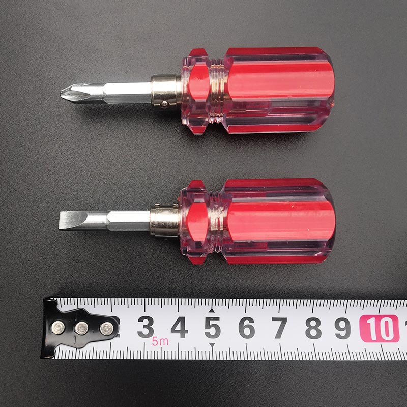 Dual-purpose screwdriver, one-head cross plum blossom mini short screwdriver, short-handled small radish head set, screwdriver and screwdriver Specification drawing