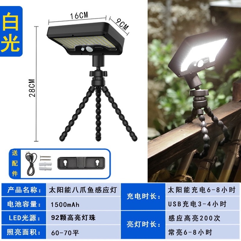 Cross-border Amazon octopus clip lamp, home courtyard solar street lamp, outdoor waterproof lighting sensor wall lamp Specification drawing