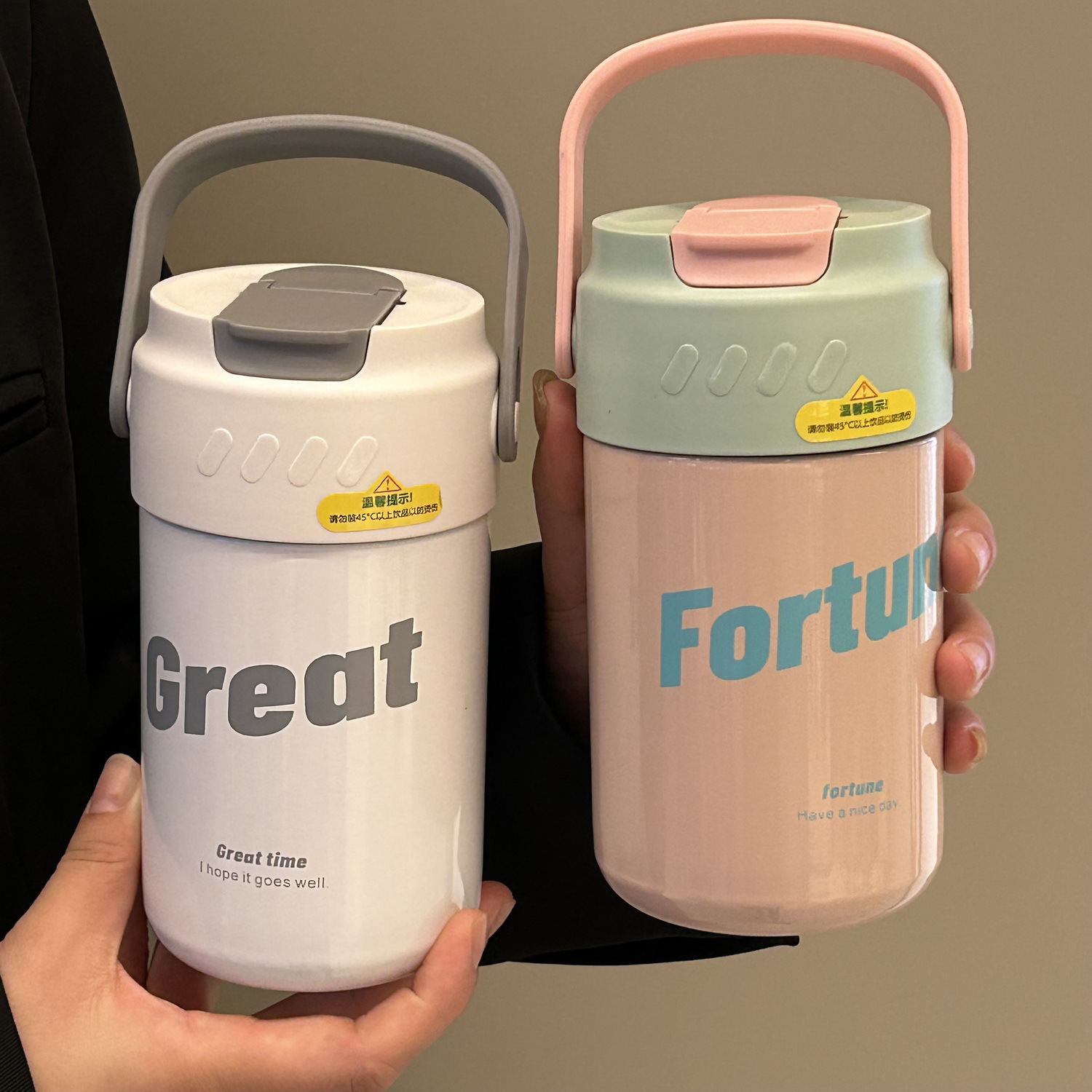 2023 New style flower tea insulated cup, office water cup, female student high appearance level, portable straw cup with handle, coffee cup full figure