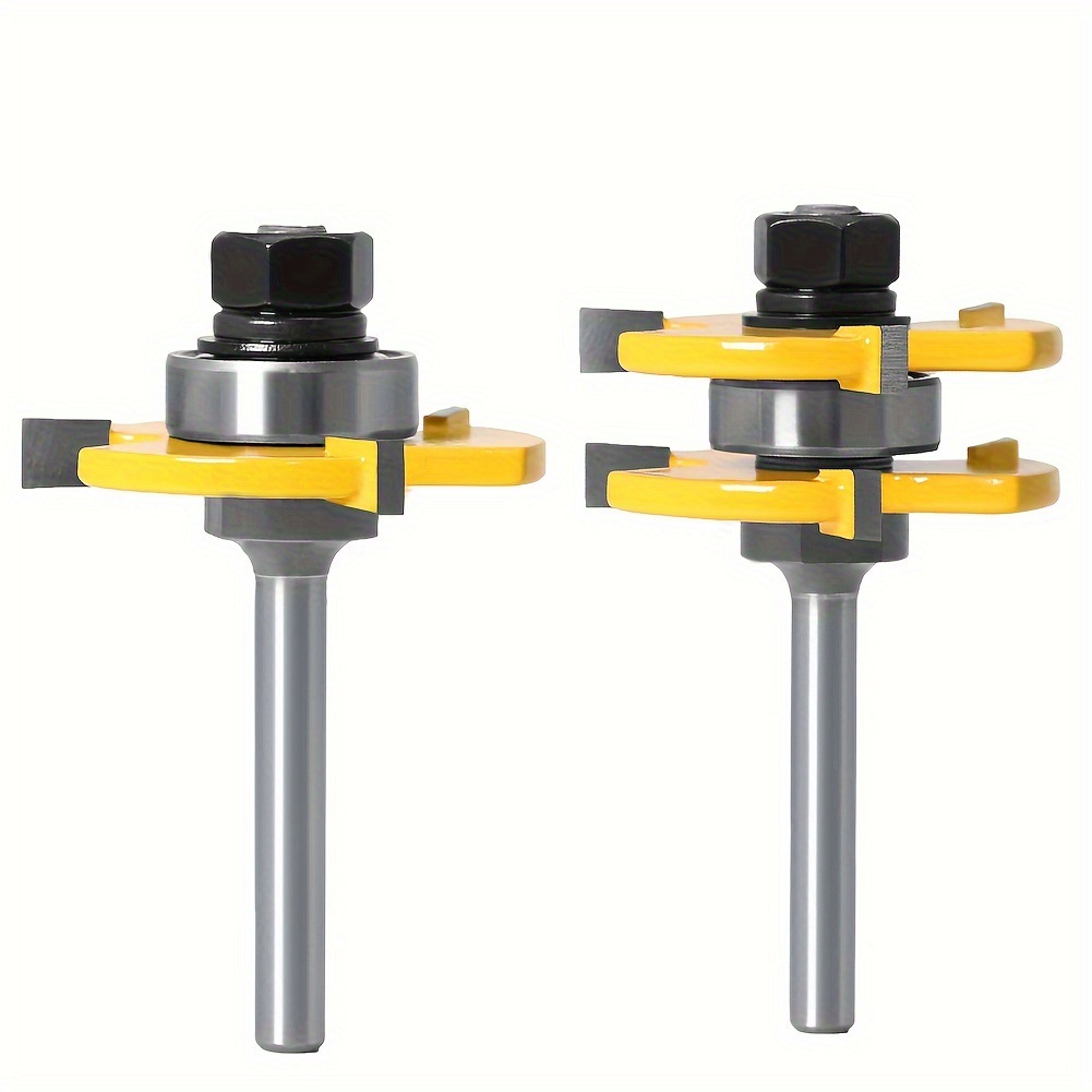 6.35mm handle 1/4 handle three-tooth T-shaped tenon cutter, panel cutter, floor cutter, woodworking milling cutter, tungsten steel milling cutter, assembly details Picture