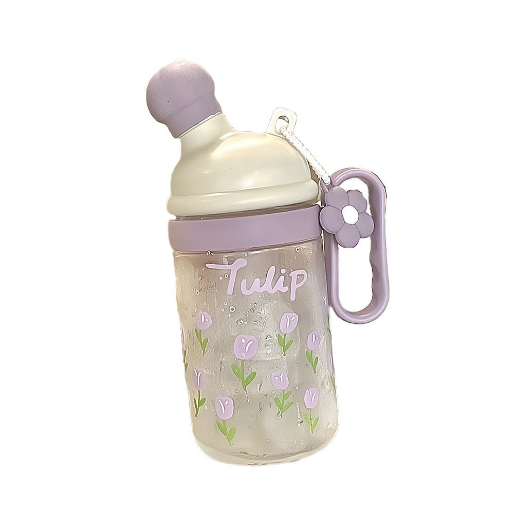 Summer niche portable and cute cartoon straw new plastic water cup, simple student in girls high appearance level cup Item Picture