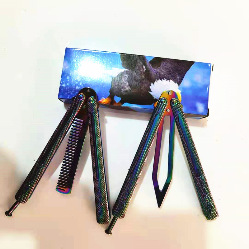 Stainless steel outdoor tools such as butterfly flaps and combs in color titanium are available in stock details Picture