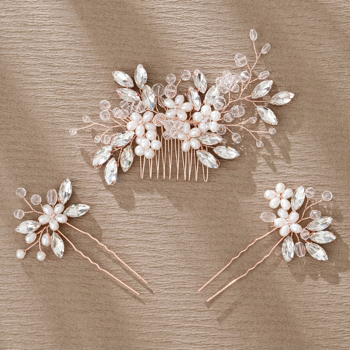 European and American wedding bride accessories, handcrafted comb set, versatile updo headwear, rhinestone, pearl, flower hairpins and combs full figure