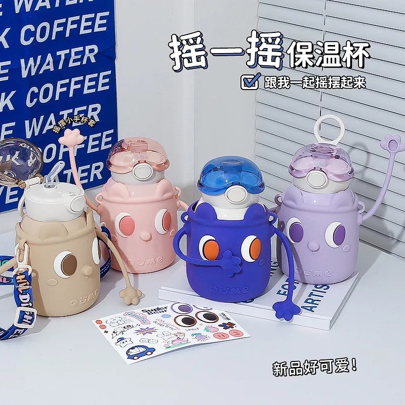 New fun children's insulated cup with high appearance level, cute water bottle, portable outdoor high-end cartoon stainless steel cup full figure