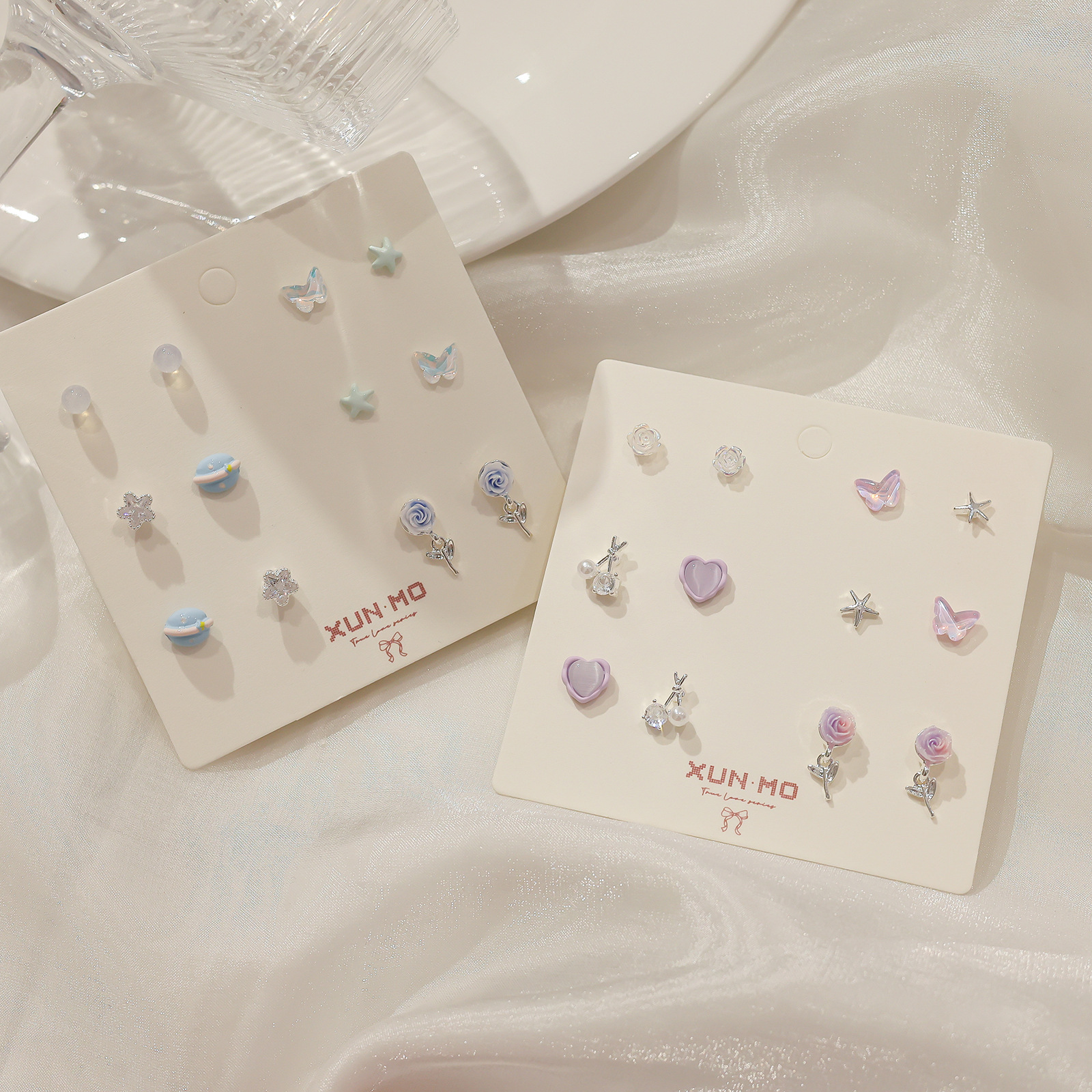 New sweet and cool style Aurora exquisite stud earrings, simple rose flower silver needle earrings, cute and versatile earrings for women wholesale details Picture