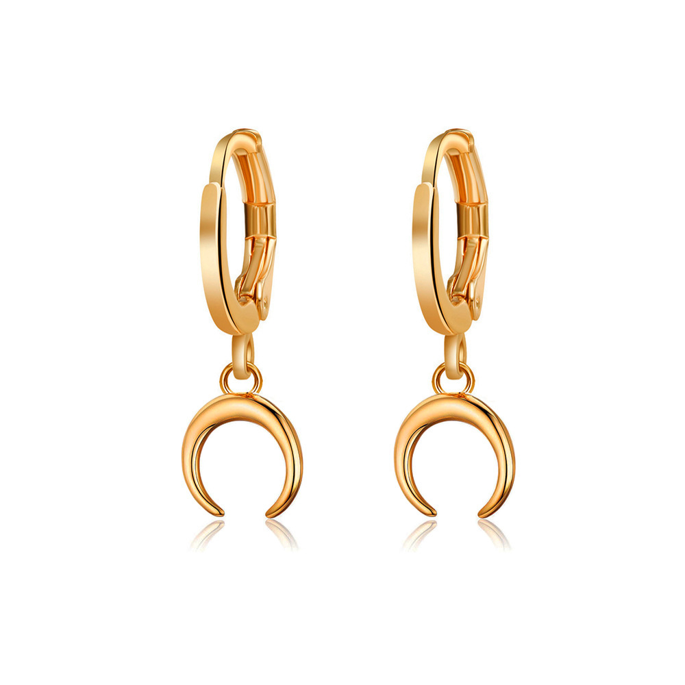 New cross-border moon earrings from Europe and America, with a simple and elegant style on Instagram. The crescent-shaped ear loops and ear rings are fashionable and individual Item Picture