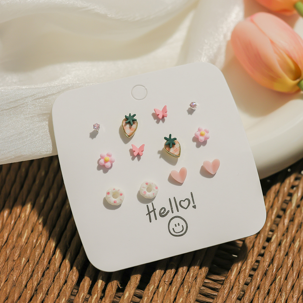 Cute strawberry cherry silver needle stud earrings, sweet and versatile student earrings, new Instagram simple, small and exquisite earrings Application Scenario